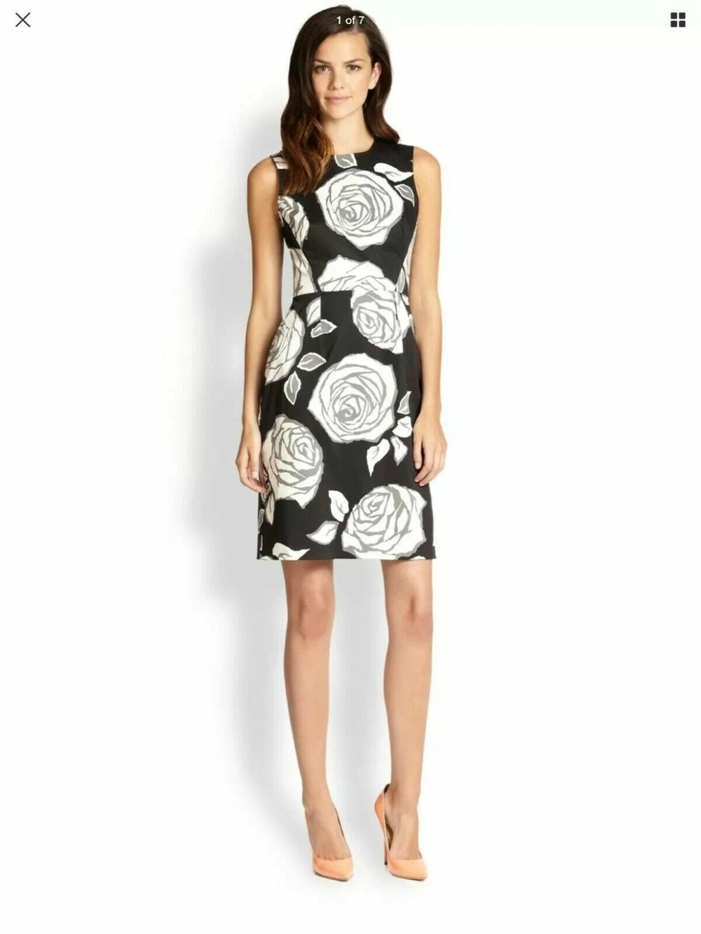 Kate Spade New York Aires Abbey Rose Black and White Floral Sheath Dress - 10